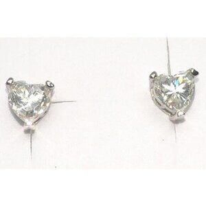 Moissanite Heart Cut Stud Earrings 925 Silver GRA Certified